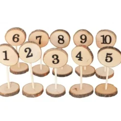 10 Marque Table Rondins en Bois avec Chiffre