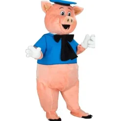 Mascotte Petit Cochon Nif-Nif Gilet Bleu