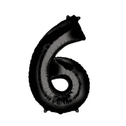 Méga Ballon Hélium - Chiffre 6 - Noir