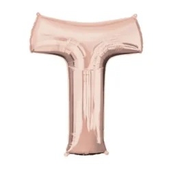 Méga Ballon Hélium - Lettre T - Rose Gold