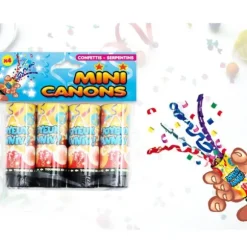4 mini canons à confettis Anniversaire - Multicolores