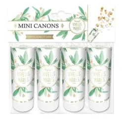 4 mini canons à confettis en papier - Collection Vive les Mariés