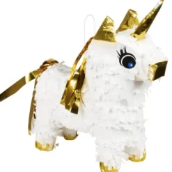Mini Piñata Licorne - Blanc et Or