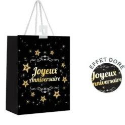 Mini Pochette Cadeaux Joyeux Anniversaire - Or