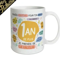 Mug Anniversaire à paillettes pour femme - 1 an de plus