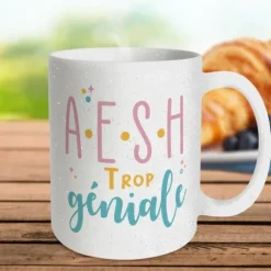 Mug à paillettes - A.E.S.H. trop géniale - Collection Merci pour cette année