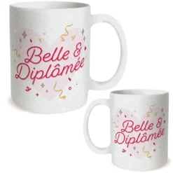Mug à paillettes "Belle & Diplômée" - Collection Diplôme en poche
