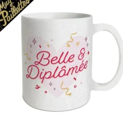 Mug à paillettes "Belle & Diplômée" - Collection Diplôme en poche