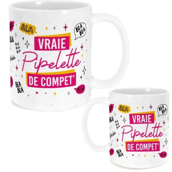 Mug à paillettes humoristique - Collection Girls Club - Modèle au choix