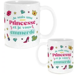 Mug à paillettes humoristique - Collection Girls Club - Modèle au choix