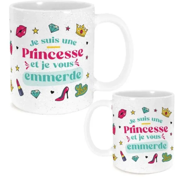 Mug à paillettes humoristique - Collection Girls Club - Modèle au choix