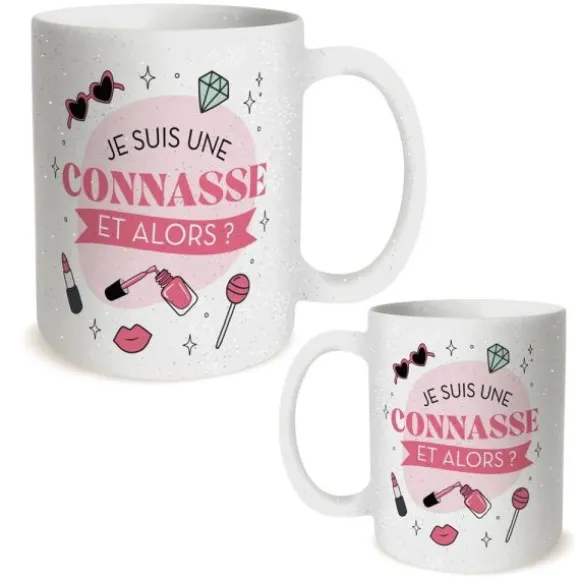 Mug à paillettes humoristique - Collection Girls Club - Modèle au choix