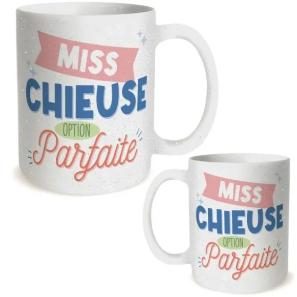 Mug à paillettes humoristique - Collection Girls Club - Modèle au choix