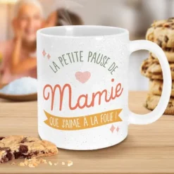 Mug à paillettes "La petite pause de Mamie" - Collection Mamie Chérie