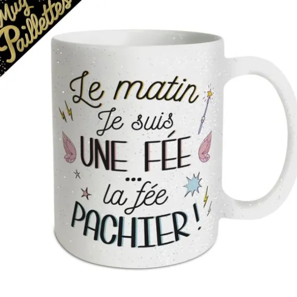 Mug à paillettes - Le matin je suis une fée…