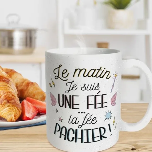 Mug à paillettes - Le matin je suis une fée…