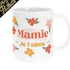 Mug à paillettes "Mamie je t'aime" - Collection Mamie Chérie
