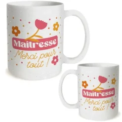 Mug à paillettes "Maîtresse, merci pour tout !" - Collection Merci pour cette année
