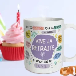 Mug à paillettes pour femme - Vive la Retraite