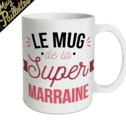 Mug à paillettes - Super Marraine