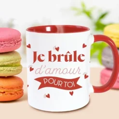 Mug rouge - Je brûle d'amour pour toi - Saint-Valentin - Collection Chéri Chérie