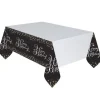 Nappe en Plastique "Happy Birthday" - Argent / Noir