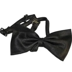 Nœud papillon Simple Noir Attache Réglable en Polyester - 10 x 6 cm