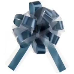 5 Nœuds automatiques en tulle - Bleu Canard