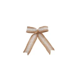 4 Nœuds en toile de jute et dentelle - 12 cm