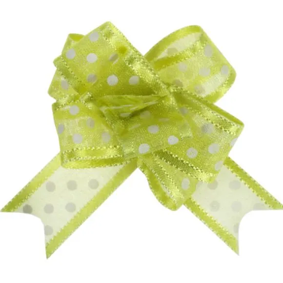 5 Nœuds à pois automatiques Organdi - Vert anis