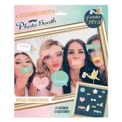 Pack de 12 accessoires pour photobooth - Fille ou Garçon ? - Collection Gender Reveal