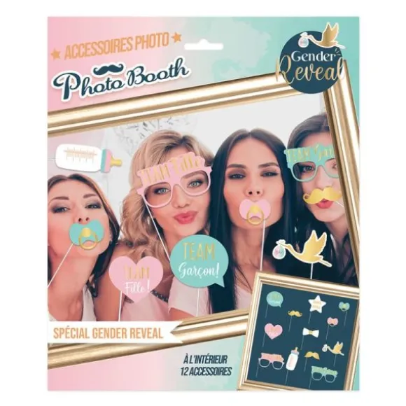 Pack de 12 accessoires pour photobooth - Fille ou Garçon ? - Collection Gender Reveal