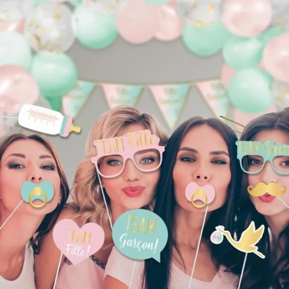 Pack de 12 accessoires pour photobooth - Fille ou Garçon ? - Collection Gender Reveal