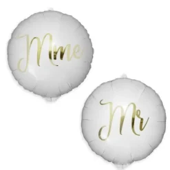 Pack de 2 ballons métalliques - Mr / Mme - 35 cm - Vive les mariés