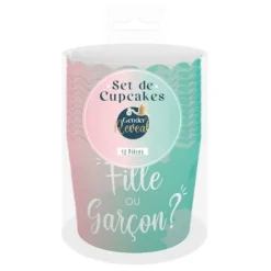 Pack de 12 caissettes à cupcakes - Fille ou Garçon ? - Collection Gender Reveal