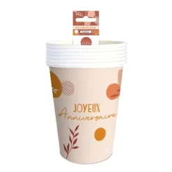 Pack de 6 gobelets - Joyeux Anniversaire - Collection Terracotta