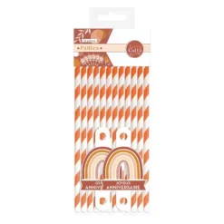 Pack de 12 pailles - Joyeux Anniversaire - Collection Terracotta