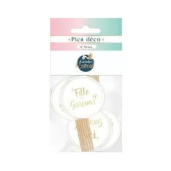 Pack de 12 pics de décoration - Fille ou Garçon ? - Collection Gender Reveal