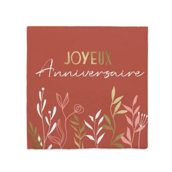 Pack de 10 serviettes - Joyeux Anniversaire - Collection Terracotta