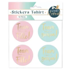 Pack de 16 stickers pour t-shirt - Fille ou Garçon ? - Collection Gender Reveal