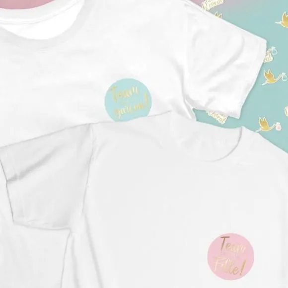 Pack de 16 stickers pour t-shirt - Fille ou Garçon ? - Collection Gender Reveal
