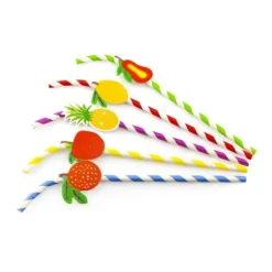 50 Pailles colorées avec médaillon fruit (FSC®)