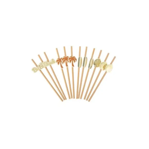 12 Pailles en carton - Collection Beach and Surf Party
