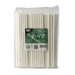 100 Pailles en Papier Eco-Responsables - Blanc