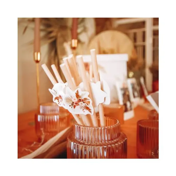12 pailles médaillon en carton - Collection Coachella