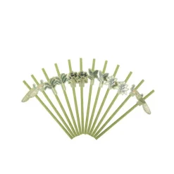 12 pailles médaillon en carton - Collection Tropical Peacock