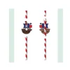 8 Pailles Médaillon en carton - Collection Pirate Rouge