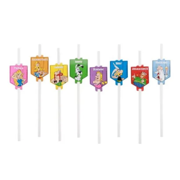 8 pailles médaillon en papier - 19,6 cm - Astérix ®
