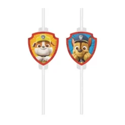 4 pailles médaillon en papier FSC® - 22 cm - Paw Patrol : La Pat' Patrouille™ Rescue Heroes