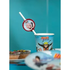8 pailles médaillon en papier FSC® - 19,6 cm - Naruto Shippuden ®